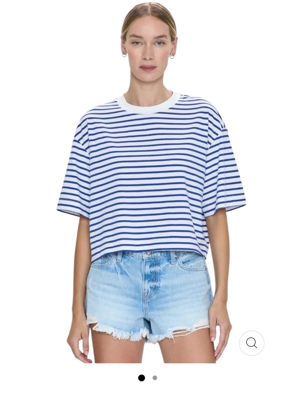 pistola White and Blue Striped Boxy Tee